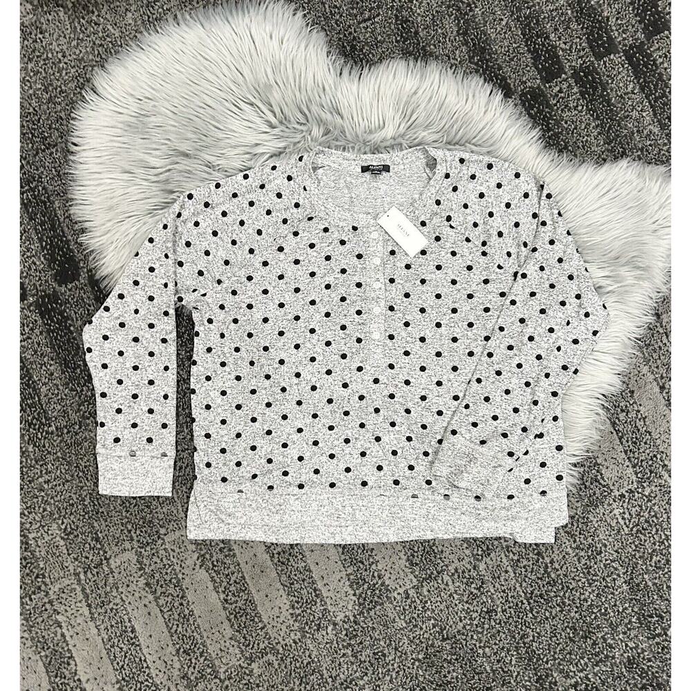 Alfani Intimates Grey‎ Dots Sweater Accented With Buttons Size XL